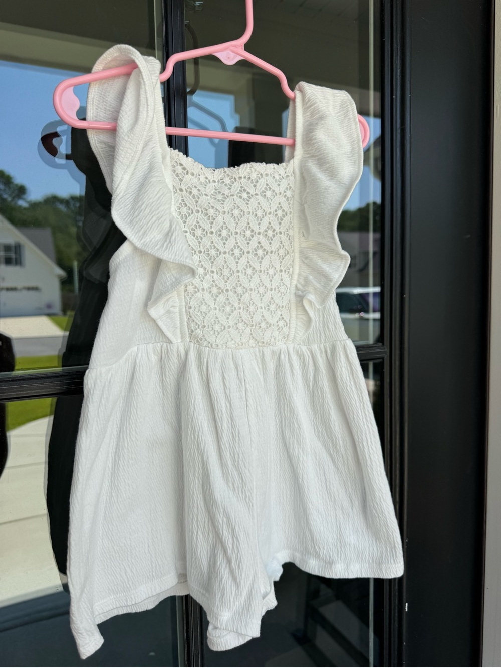 Carter's white  Lace-Front Ruffle Romper